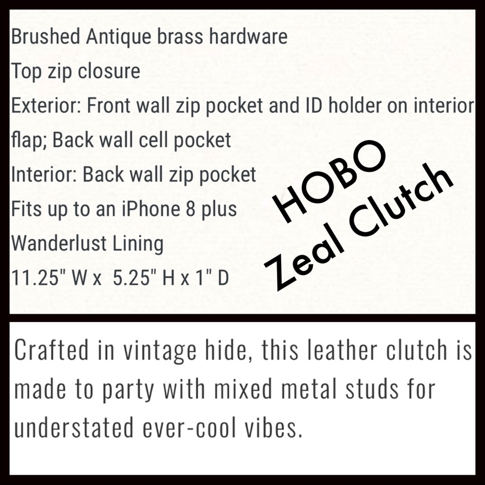 NWT HOBO Zeal Studded Clutch Handbag Graphite Gray - Picture 8 of 8